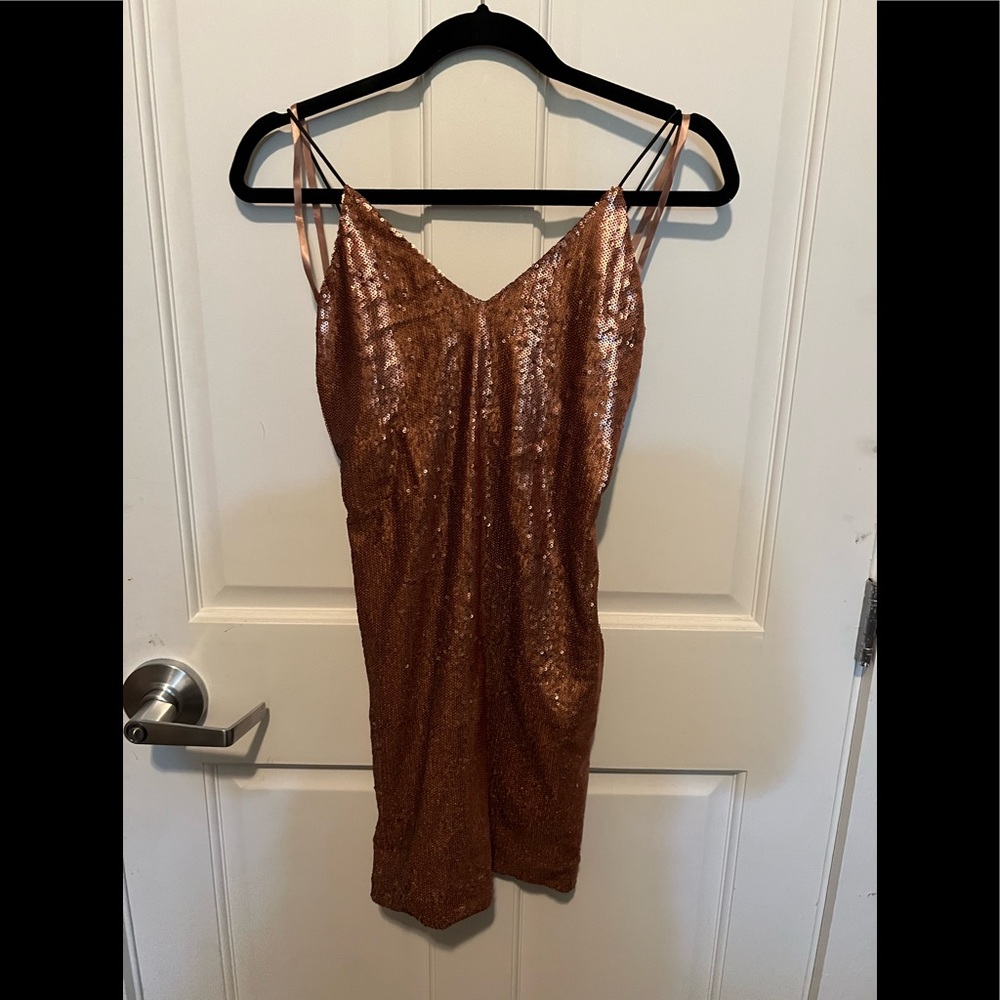 Bronzed Radiance Sequin Mini Dress